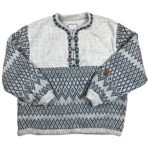 Vintage Score Norway Wool Sweateri Scandinavia Pullover Pewter Clasps Men M/L